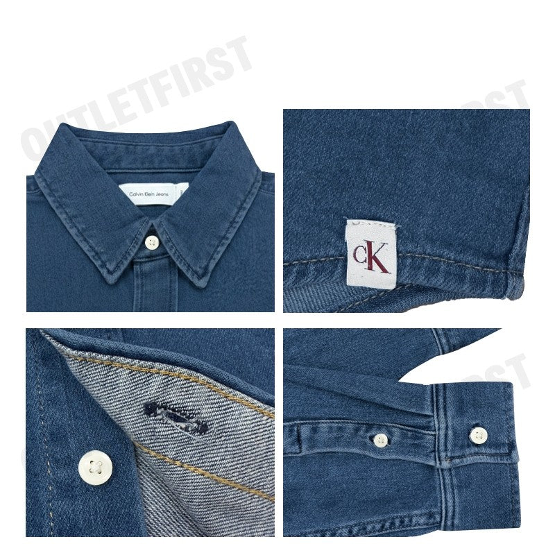 CALVIN KLEIN JEANS MEN'S SLIM FIT DENIM SHIRT COLOR BLUE CODE: J326026 1BJ