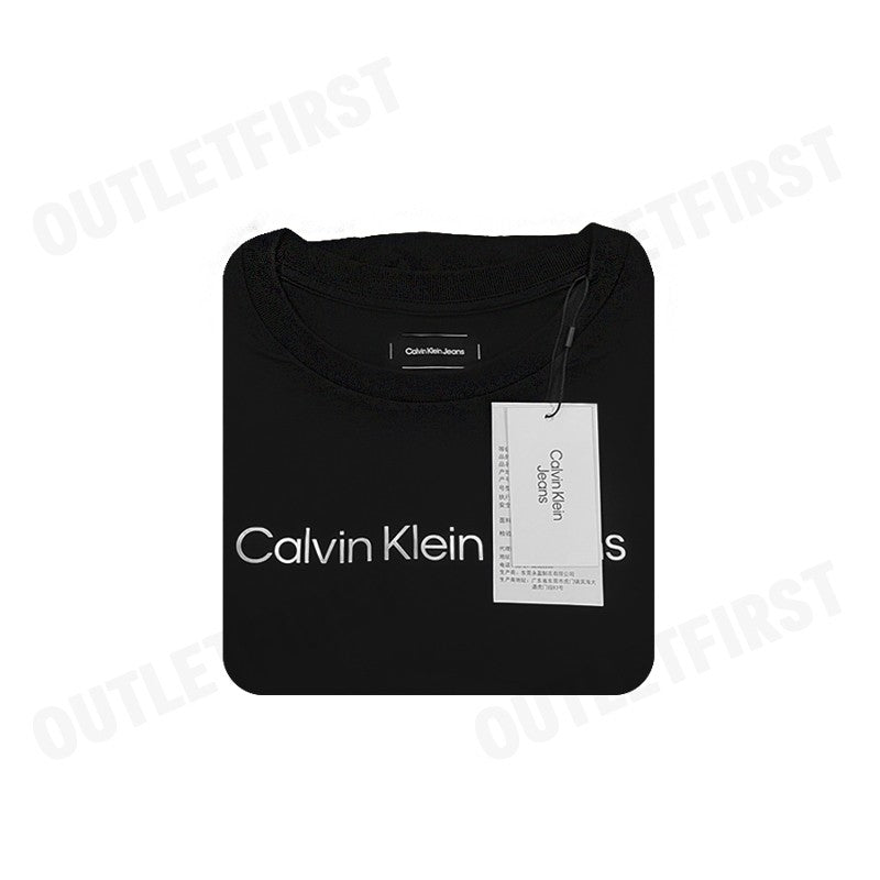 CALVIN KLEIN JEANS รุ่น INSTITUTIONAL LOGO SLIM TEE CODE: J224949 BEH เสื้อยืดคอกลม เสื้อยืดผู้หญิง เสื้อยืดสีดำ