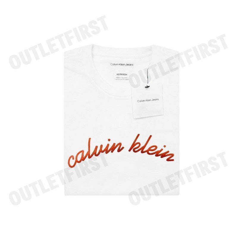 CALVIN KLEIN JEANS SCRIPT LOGO GRAPHIC CLASSIC T-SHIRT COLOR WHITE CODE: 4RC834G YAA