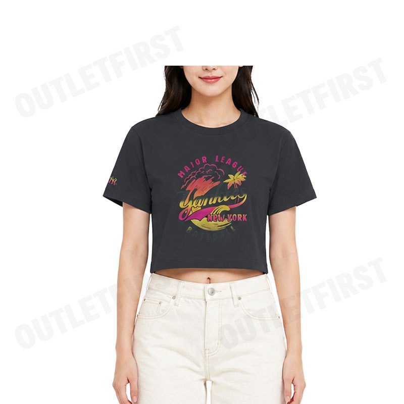 MLB WOMEN'S SUMMER VINTAGE WASHED GRAPHIC CROP SHORT SLEEVE T-SHIRT COLOR GREY CODE: 3FTSX0153 50CGD