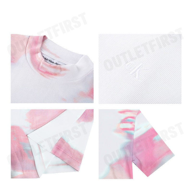 CALVIN KLEIN JEANS รุ่น WOMEN'S T-SHIRTS CODE: J223169 0LA เสื้อยืดคอกลม เสื้อยืดมัดย้อม เสื้อยืดแขนสั้นผู้หญิง