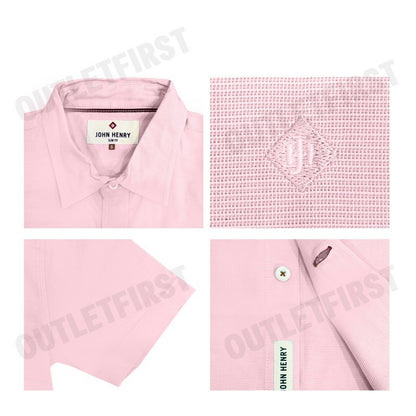 JOHN HENRY รุ่น MEN'S SHORT SLEEVES SLIM FIT SHIRT (ORANGE) CODE: JH F424MSSSM40 เสื้อเชิ้ต เสื้อแขนสั้น เสื้อผู้ชาย