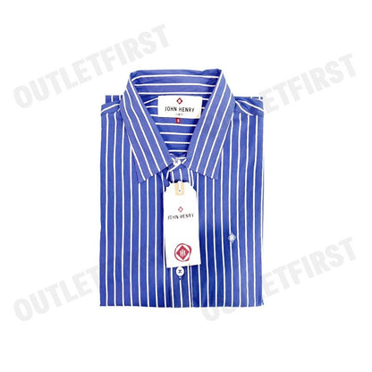 JOHN HENRY รุ่น MEN'S SHORT SLEEVES SLIM FIT SHIRT (BLUE) CODE: JH F424MSSSM43 เสื้อเชิ้ตแขนสั้น เสื้อผู้ชาย เสื้อจอร์น