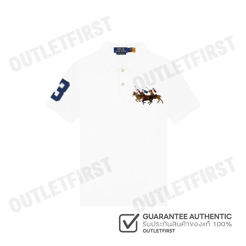 POLO RALPH LAUREN รุ่น CUSTOM SLIM FIT TRIPLE-PONY POLO SHIRT CODE: 710868798001 เสื้อโปโล เสื้อแขนสั้น เสื้อโปโลผู้ชาย