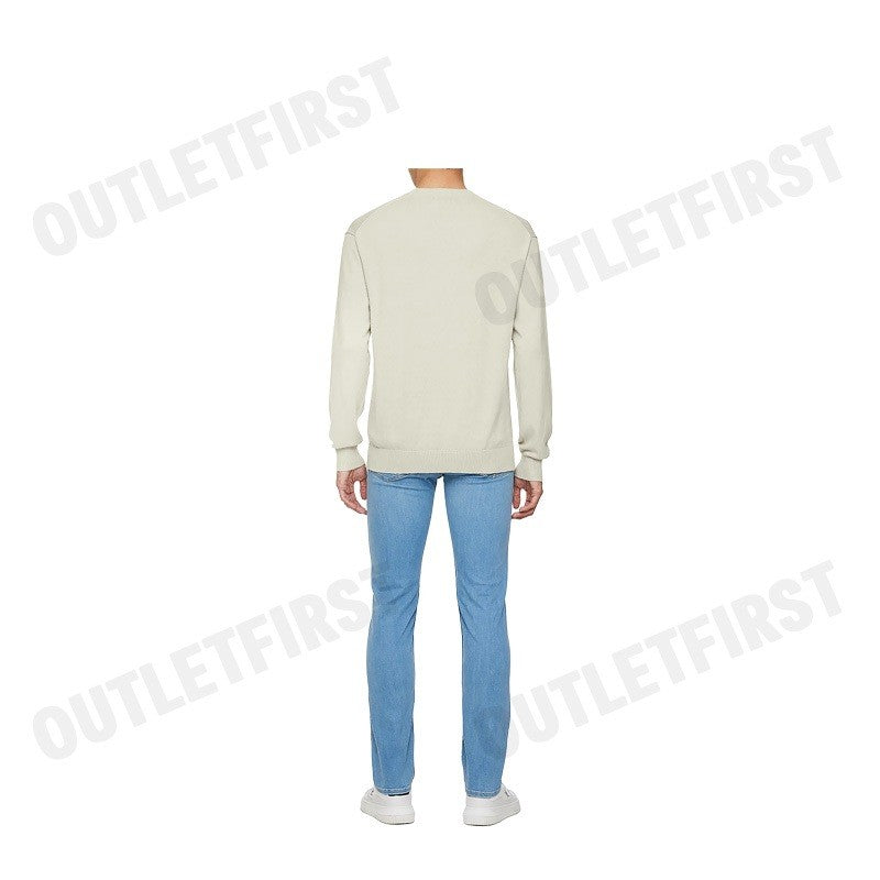 CALVIN KLEIN JEANS รุ่น MEN'S IVORY CK INTARSIA MIXED STITCH SWEATER CODE: J326453 PD7 เสื้อสเวตเตอร์ เสื้อผู้ชาย สีครีม