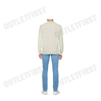 CALVIN KLEIN JEANS รุ่น MEN'S IVORY CK INTARSIA MIXED STITCH SWEATER CODE: J326453 PD7 เสื้อสเวตเตอร์ เสื้อผู้ชาย สีครีม