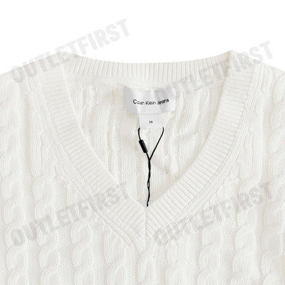 CALVIN KLEIN JEANS รุ่น MEN'S WINTER CASUAL COTTON SWEATER CODE: J326795 YBI เสื้อไหมพรม เสื้อผู้ชาย สีครีม