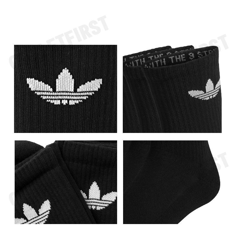 ADIDAS รุ่น TREFOIL MID-CALF SOCKS (3 PAIRS) CODE: HC9547 ถุงเท้า ถุงเท้าสีดำ ถุงเท้าอดิดาส