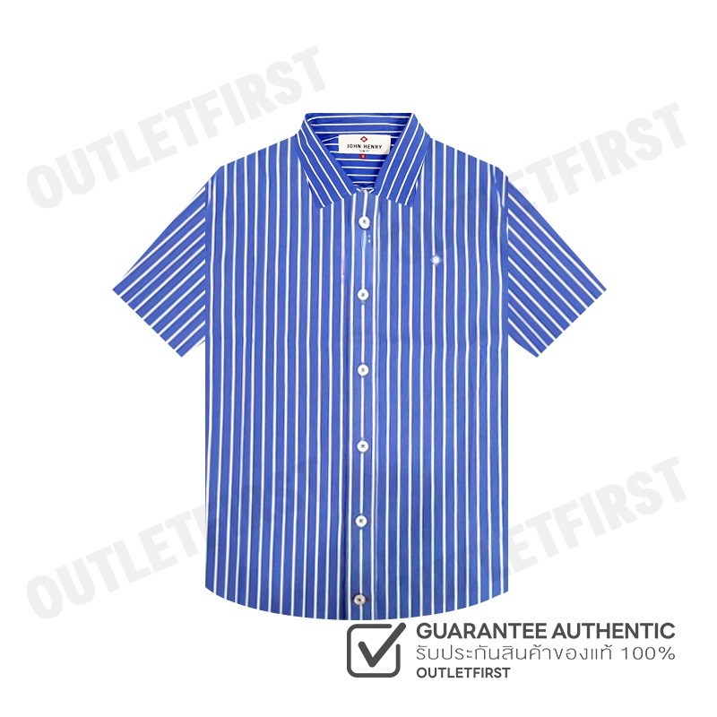 JOHN HENRY รุ่น MEN'S SHORT SLEEVES SLIM FIT SHIRT (BLUE) CODE: JH F424MSSSM43 เสื้อเชิ้ตแขนสั้น เสื้อผู้ชาย เสื้อจอร์น