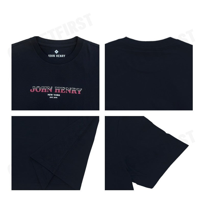 JOHN HENRY รุ่น MEN'S SLIM FIT T-SHIRT (BLACK) CODE: JH S125MTSSM27 เสื้อยืดคอกลมผู้ชาย เสื้อสีดำ จอร์นเฮนรี่