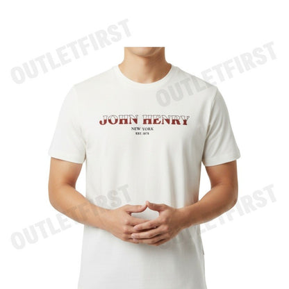 JOHN HENRY รุ่น MEN'S SLIM FIT T-SHIRT (WHITE) CODE: JH S125MTSSM27 เสื้อยืดคอกลมผู้ชาย เสื้อสีขาว เสื้อจอร์นเฮนรี่