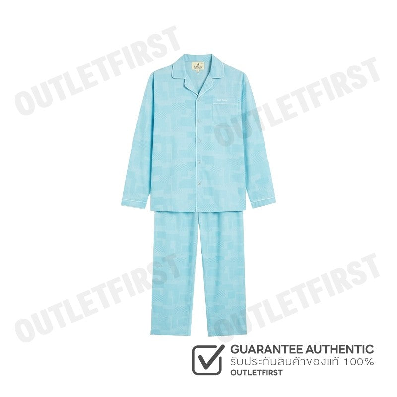 HUSH PUPPIES รุ่น MEN'S LONG-SLEEVE SLEEPWEAR SET CODE: HU H8B850 (BLUE) เซ็ทชุดนอนผู้ชาย ชุดนอนฮัชพัพพี ชุดนอนสีฟ้า