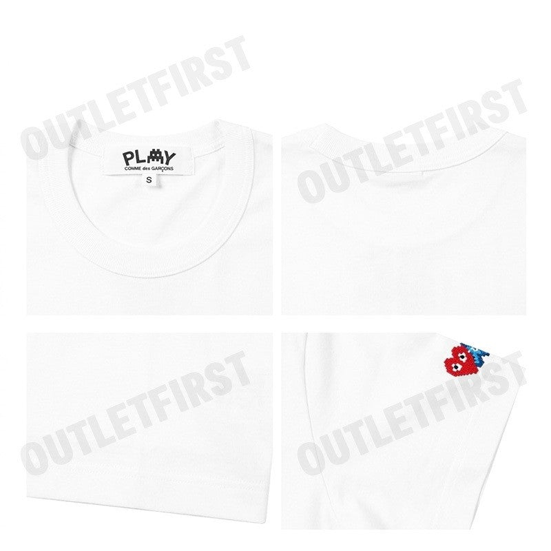 PLAY COMME DES GARÇONS รุ่น WOMEN T-SHIRT CODE: AZ-T327 (WHITE) เสื้อยืดคอกลมผู้หญิง เสื้อหัวใจแดงเอเลี่ยน เสื้อแขนสั้น