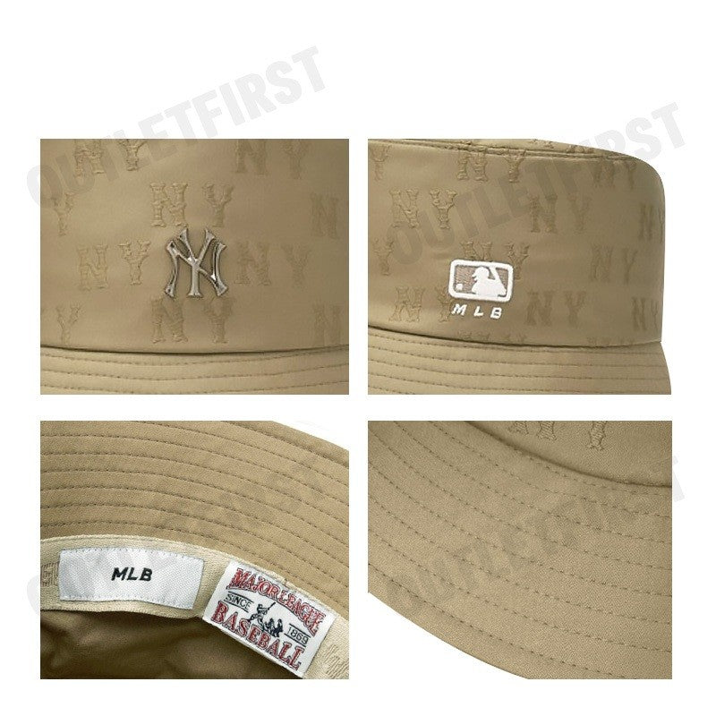 MLB รุ่น JACQUARD EMBO MONOGRAM BUCKET HAT CODE: 3AHTM014N 50BGS หมวกบักเก็ต หมวกสีเบจ หมวกเอ็มแอลบี