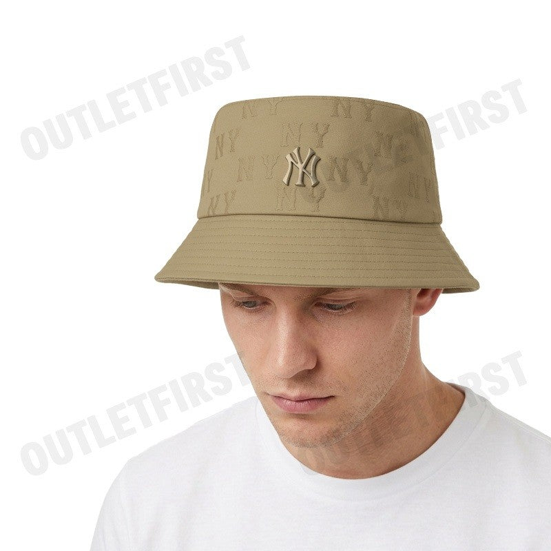 MLB รุ่น JACQUARD EMBO MONOGRAM BUCKET HAT CODE: 3AHTM014N 50BGS หมวกบักเก็ต หมวกสีเบจ หมวกเอ็มแอลบี