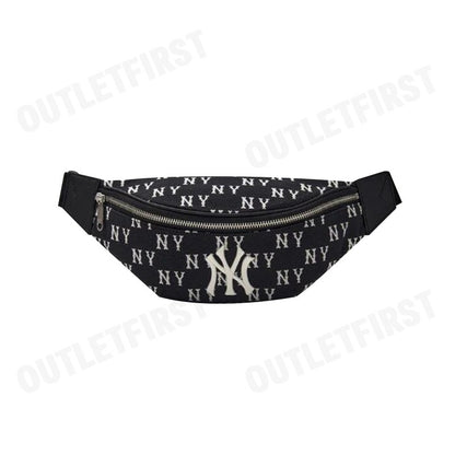 MLB รุ่น JACQUARD MONOGRAM NEW YORK YANKEES BELT BAG CODE: 3AHSM014N 50BKS กระเป๋าคาดเอว กระเป๋าคาดอก กระเป๋าสีดำ