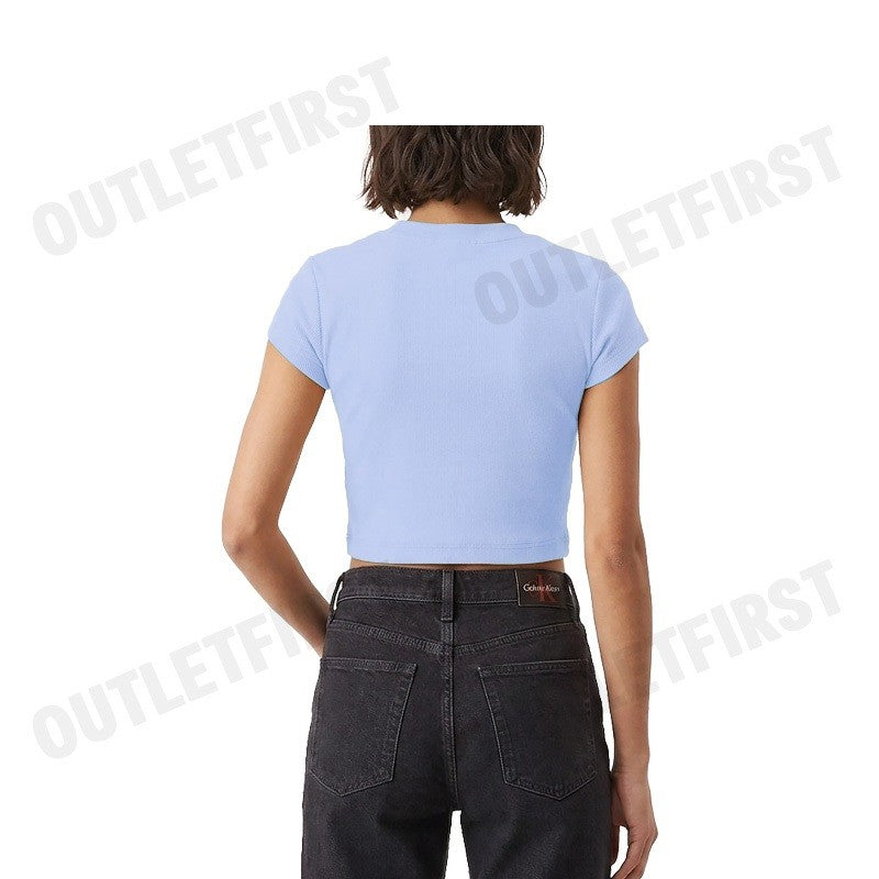CALVIN KLEIN JEANS รุ่น MONOLOGO BABY TEE CODE: 47AB802 VHP เสื้อครอป เสื้อผู้หญิง เสื้อแขนสั้น