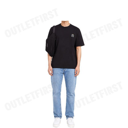 PS PAUL SMITH รุ่น 'ARTIST STRIPE' COLLAR COTTON T-SHIRT CODE: M2R 220X PP4704 79  เสื้อยืดคอกลม เสื้อผู้ชาย เสื้อสีดำ