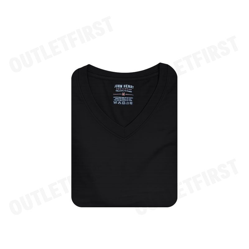 JOHN HENRY รุ่น UNDERWEAR T-SHIRT CODE: JU6MO002 (BLACK) เสื้อยืดคอวี เสื้อยืดคอกลมผู้ชาย เสื้อสีดำ เสื้อจอร์นเฮนรี่
