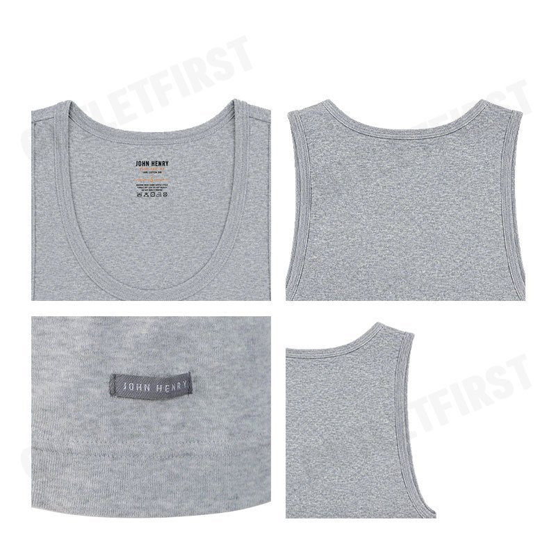 JOHN HENRY รุ่น COTTON RIB TANK TOP CODE: JU4B002 (GREY) เสื้อกล้ามผู้ชาย เสื้อกล้ามสีดำ เสื้อกล้ามจอนเฮนรี่