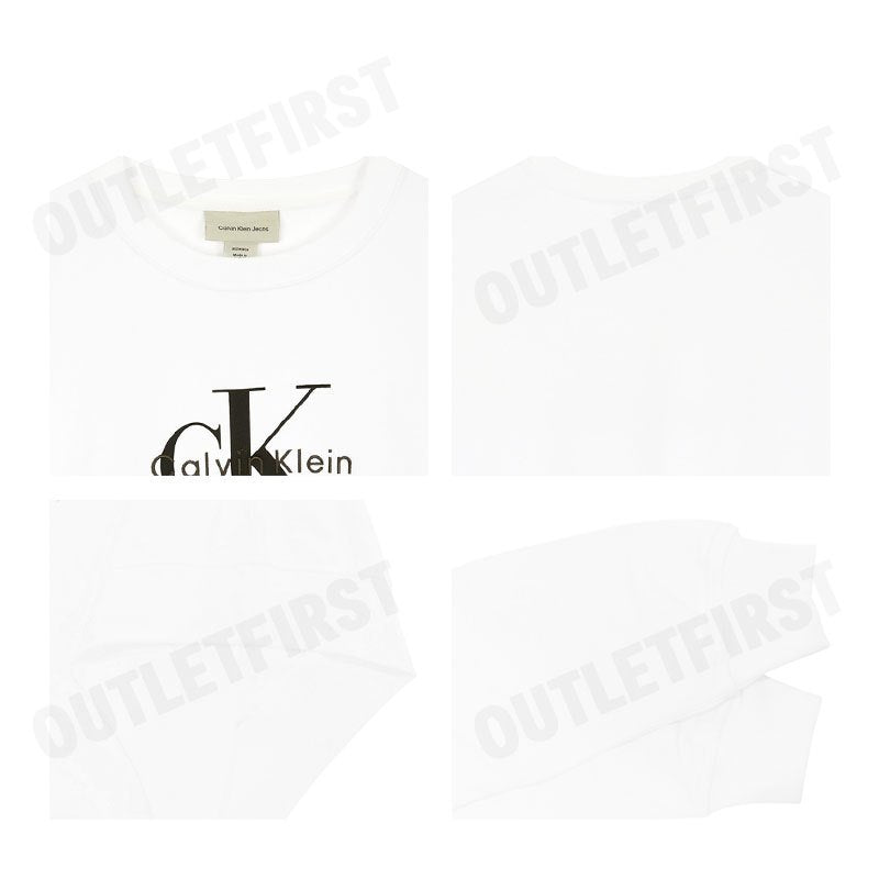 CALVIN KLEIN JEANS WOMEN'S MONOLOGO FRENCH TERRY RELAXED SWEATSHIRT COLOR WHITE CODE: 47B234G YAA