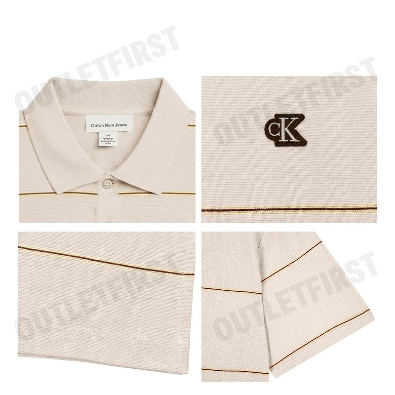 CALVIN KLEIN JEANS รุ่น MEN'S TEXTURED STRIPE EASY POLO SHIRT CODE: 4RC269G PDJ เสื้อโปโล เสื้อแขนสั้น เสื้อผู้ชาย
