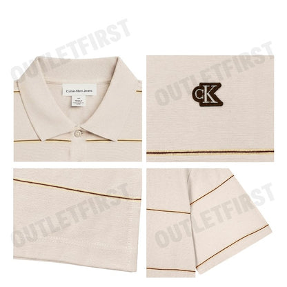 CALVIN KLEIN JEANS รุ่น MEN'S TEXTURED STRIPE EASY POLO SHIRT CODE: 4RC269G PDJ เสื้อโปโล เสื้อแขนสั้น เสื้อผู้ชาย