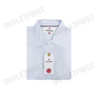 JOHN HENRY รุ่น MEN'S SHORT SLEEVES SLIM FIT SHIRT (BLUE) CODE: JH F424MSSSM40 เสื้อเชิ้ต เสื้อแขนสั้น เสื้อผู้ชาย