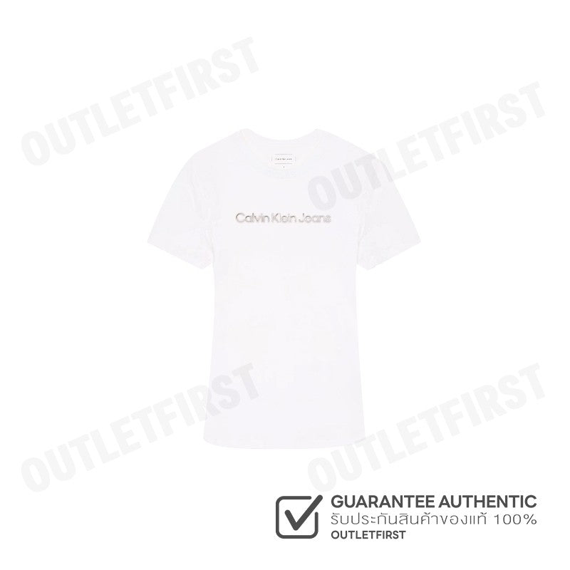 CALVIN KLEIN JEANS รุ่น INSTITUTIONAL LOGO SLIM TEE CODE: J224949 YAF เสื้อยืดคอกลม เสื้อยืดผู้หญิง เสื้อยืดสีขาว