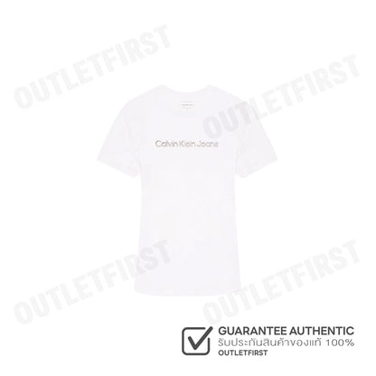 CALVIN KLEIN JEANS รุ่น INSTITUTIONAL LOGO SLIM TEE CODE: J224949 YAF เสื้อยืดคอกลม เสื้อยืดผู้หญิง เสื้อยืดสีขาว