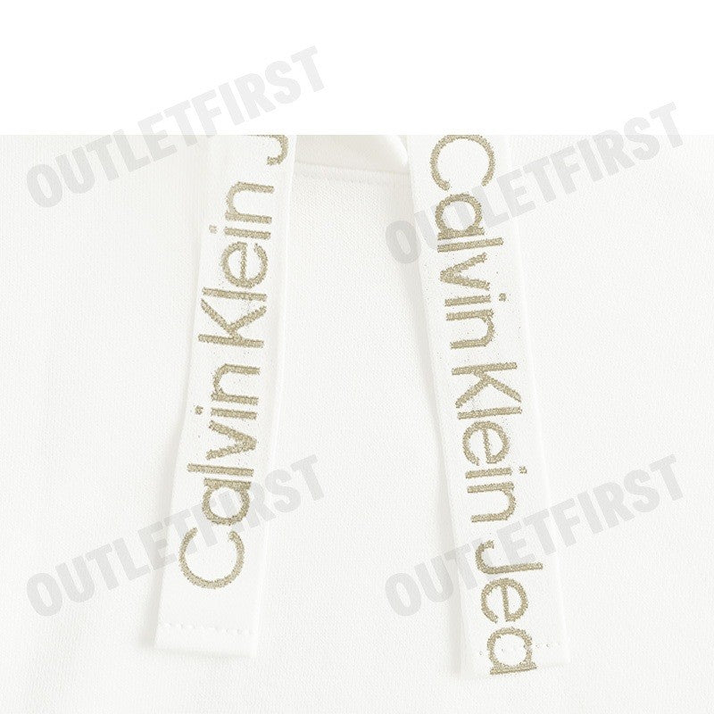 CALVIN KLEIN JEANS รุ่น WOMEN'S DRAWCORD HOODIE CODE: ZW02605 YBI เสื้อสเวตเตอร์ เสื้อผู้หญิง เสื้อสีครีม