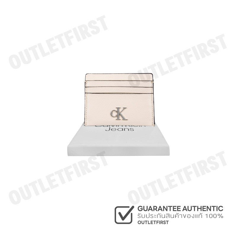 CALVIN KLEIN JEANS รุ่น WOMEN'S CKJ MINIMAL MONOGRAM CARD CASE CODE: 4K1067G MTR กระเป๋าใส่การ์ดผู้หญิง กระเป๋าCK สีเบจ