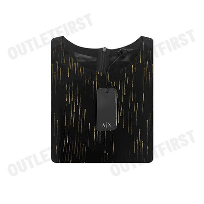 ARMANI EXCHANGE รุ่น WOMEN'S BLACK PATTERNED BLOUSE CODE: 6DYH44 YN2VZ 42AP เสื้อเบลาส์ผู้หญิง เสื้อสีดำ เสื้อแขนกุด