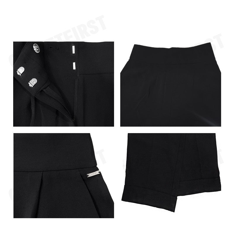 ARMANI EXCHANGE รุ่น ASV FABRIC TROUSERS WITH PLEATS AND TURN-UPS CODE: 6DYP10 YN9JZ 1200 กางเกงขายาว กางเกงผู้หญิง สีดำ