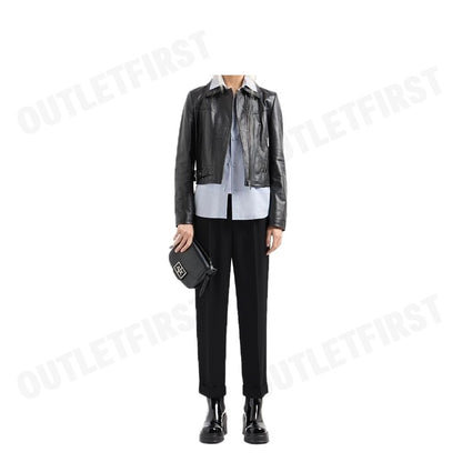 ARMANI EXCHANGE รุ่น ASV FABRIC TROUSERS WITH PLEATS AND TURN-UPS CODE: 6DYP10 YN9JZ 1200 กางเกงขายาว กางเกงผู้หญิง สีดำ