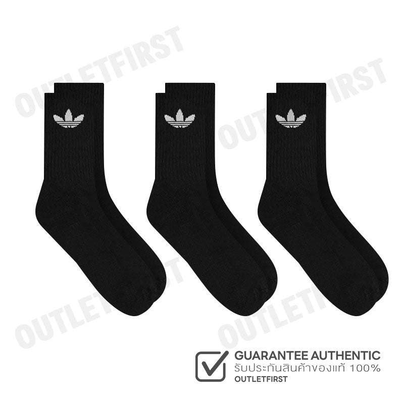 ADIDAS รุ่น TREFOIL MID-CALF SOCKS (3 PAIRS) CODE: HC9547 ถุงเท้า ถุงเท้าสีดำ ถุงเท้าอดิดาส