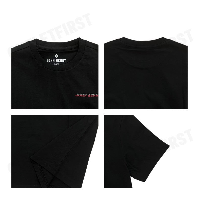 JOHN HENRY รุ่น MEN'S SLIM FIT T-SHIRT (BLACK) CODE: JH S125MTSSM26 เสื้อยืดคอกลมผู้ชาย เสื้อสีดำ เสื้อจอร์นเฮนรี่