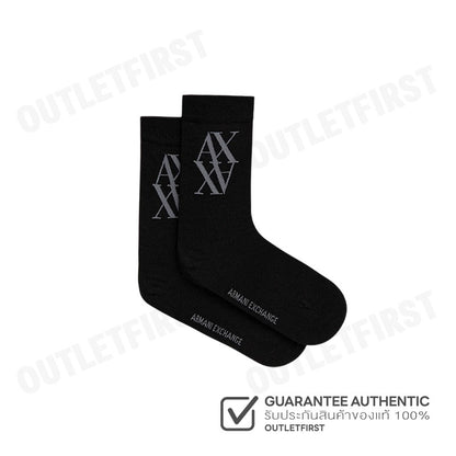 ARMANI EXCHANGE รุ่น RIBBED COTTON SOCKS WITH INLAID LOGO CODE: XW000914 AF13661 UC001 ถุงเท้า ถุงเท้ายูนิเซ็กส์
