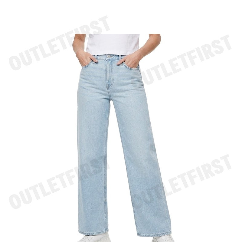 CALVIN KLEIN JEANS รุ่น WOMEN'S 37.5 HIGH RISE WIDE LEG JEANS CODE: J225051 1AA กางเกงยีนส์ผู้หญิง กางเกงทรงกระบอก