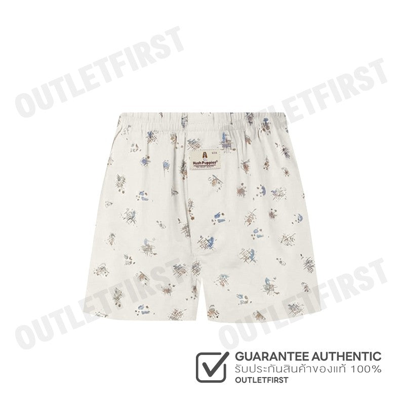 HUSH PUPPIES รุ่น MEN'S BOXER SHORTS SLEEPWEAR CODE: HU H3W274 (BEIGE) กางเกงขาสั้นผู้ชาย กางเกงบ๊อกเซอร์ กางเกงฮัชพัพพี