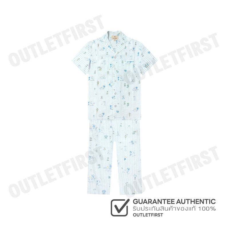 HUSH PUPPIES รุ่น MEN'S SHORT-SLEEVE SLEEPWEAR SET CODE: HU H8B178 (BLUE) เซ็ทชุดนอนผู้ชาย เสื้อแขนสั้น กางเกงขายาว