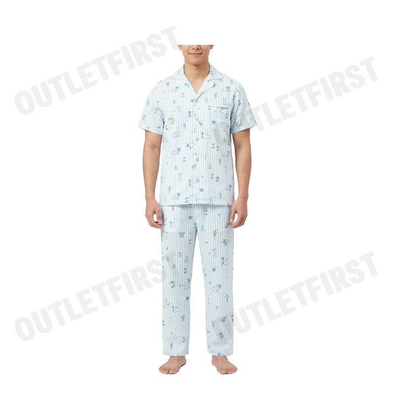 HUSH PUPPIES รุ่น MEN'S SHORT-SLEEVE SLEEPWEAR SET CODE: HU H8B178 (BLUE) เซ็ทชุดนอนผู้ชาย เสื้อแขนสั้น กางเกงขายาว