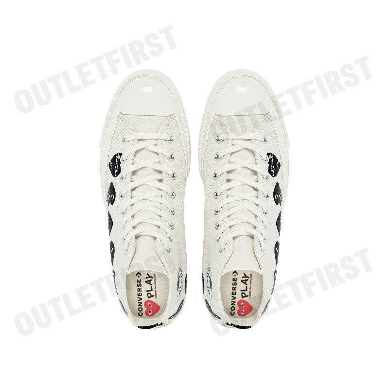 PLAY COMME DES GARÇONS X CONVERSE รุ่น CHUCK 70 MULTI HEART CODE: A08148C รองเท้าผ้าใบ รองเท้าข้อยาว รองเท้ายูนิเซ็กส์