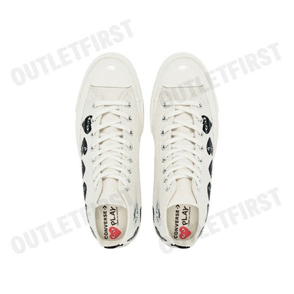 PLAY COMME DES GARÇONS X CONVERSE รุ่น CHUCK 70 MULTI HEART CODE: A08148C รองเท้าผ้าใบ รองเท้าข้อยาว รองเท้ายูนิเซ็กส์