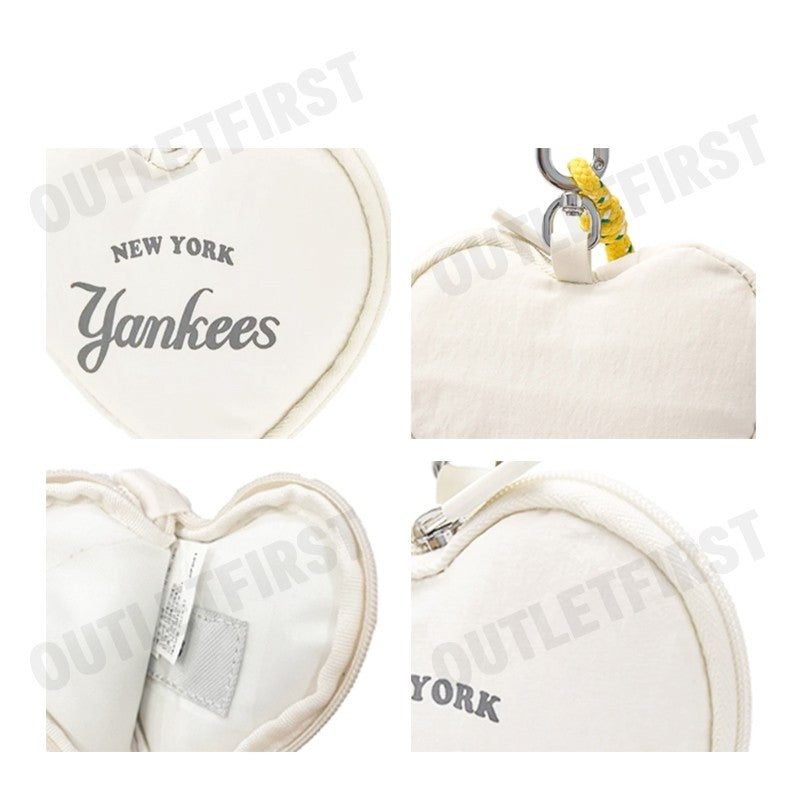 MLB รุ่น UNISEX HEART POUCH KEYRING CODE: 3APOH015N 50CRS พวงกุญแจ พวงกุญแจหัวใจ พวงกุญแจสีครีม