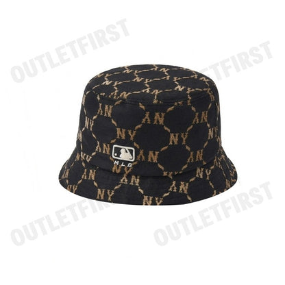 MLB รุ่น JACQUARD DIA MONOGRAM BUCKET HAT CODE: 3AHTM024N 50BKS หมวกบักเก็ต หมวกสีดำ หมวกNY