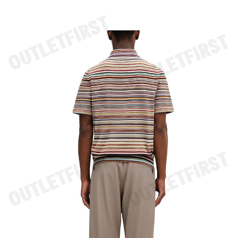 PAUL SMITH รุ่น MEN'S SIGNATURE STRIPE KNIT COTTON POLO SHIRT CODE: M1R 270Y P02682 92 เสื้อโปโล เสื้อแขนสั้น ผู้ชาย