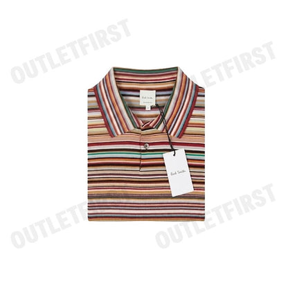 PAUL SMITH รุ่น MEN'S SIGNATURE STRIPE KNIT COTTON POLO SHIRT CODE: M1R 270Y P02682 92 เสื้อโปโล เสื้อแขนสั้น ผู้ชาย