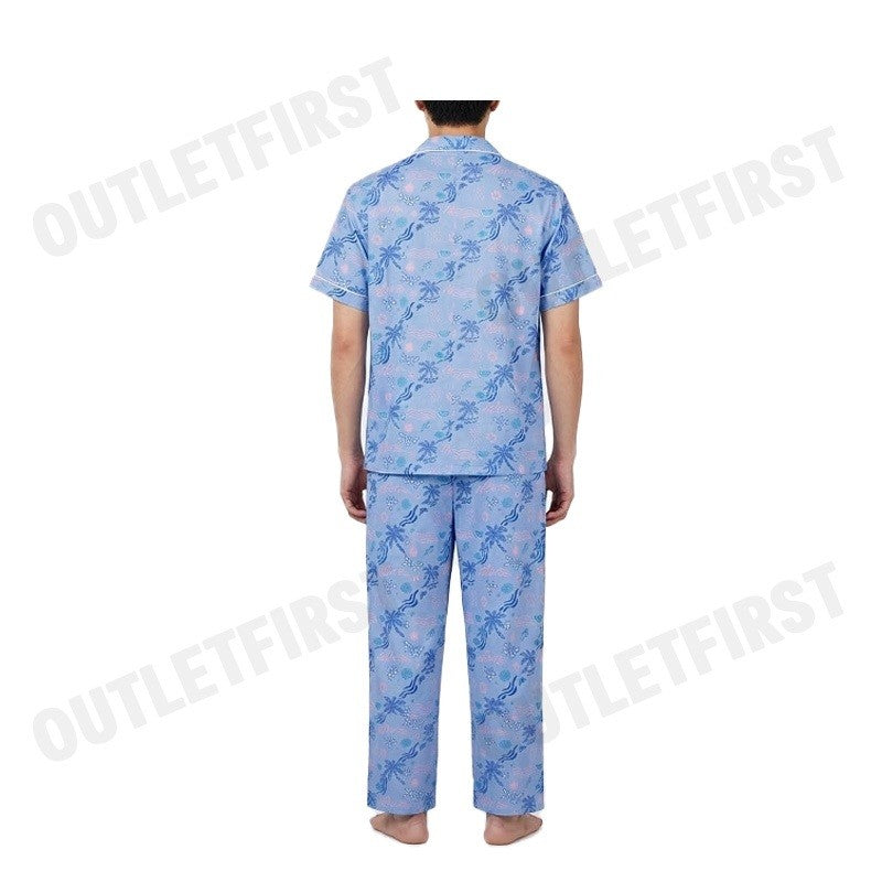 JOHN HENRY รุ่น MEN'S SHORT-SLEEVED PAJAMA SET CODE: JU JU6052SL เซ็ทชุดนอน ชุดนอนผู้ชาย ชุดนอนสีฟ้า