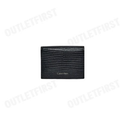 CALVIN KLEIN MEN'S LIZARD EMBOSSED LEATHER CARD WALLET COLOR BLACK CODE: 4D1101G UB1